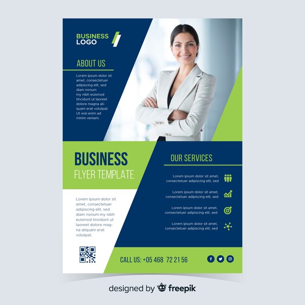 Abstract business flyer with photo template