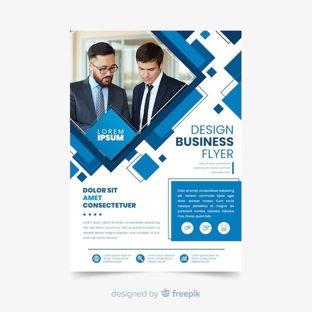 Free vector abstract business flyer with photo template