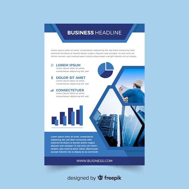 Free vector abstract business flyer with photo