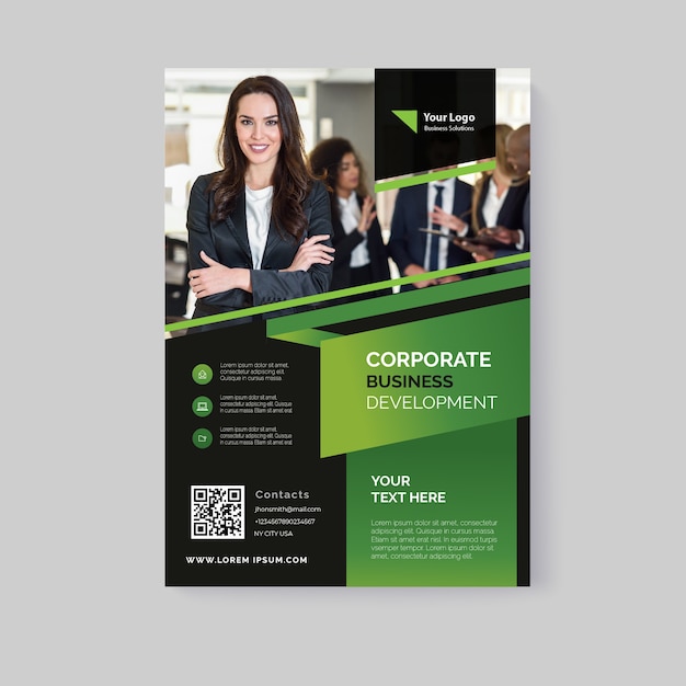 Abstract business flyer with photo