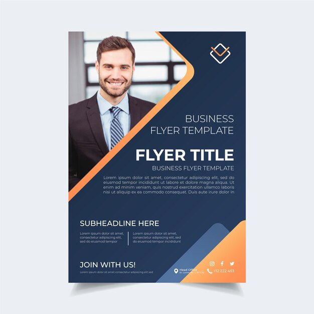 Abstract business flyer with photo