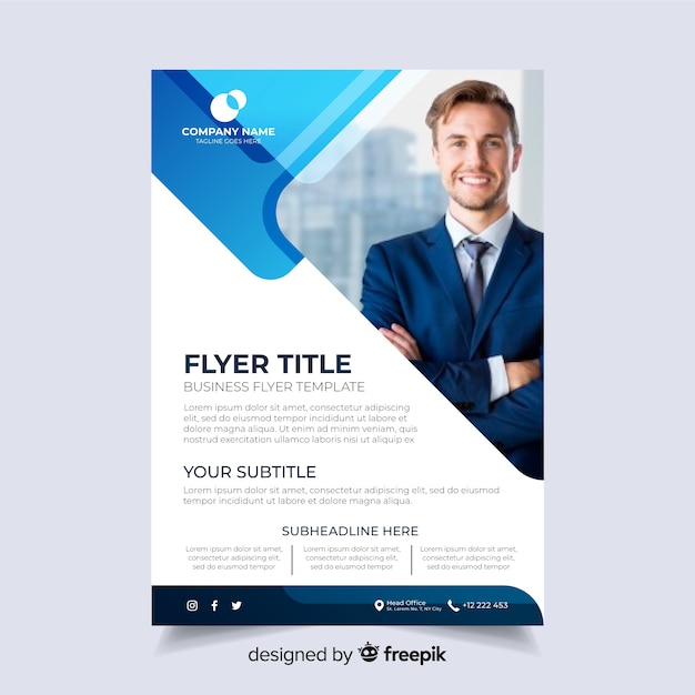 Free vector abstract business flyer with photo