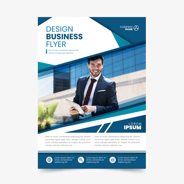 Abstract business flyer with photo