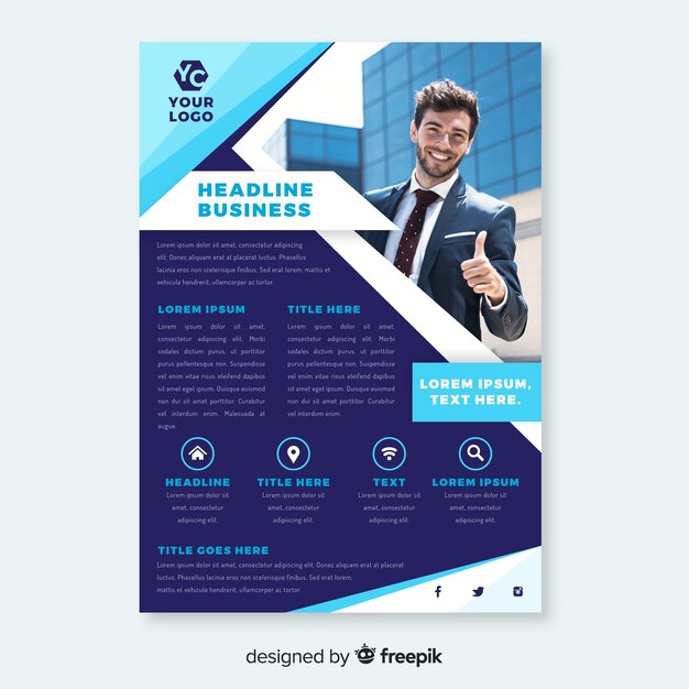 Abstract business flyer with photo