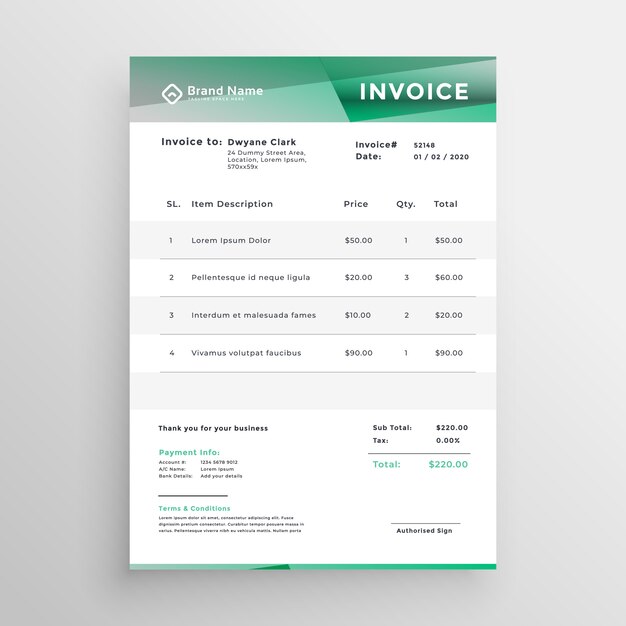 Abstract business invoice template design
