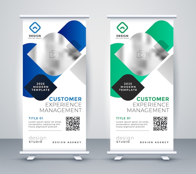 Free vector abstract business professional roll up banner design