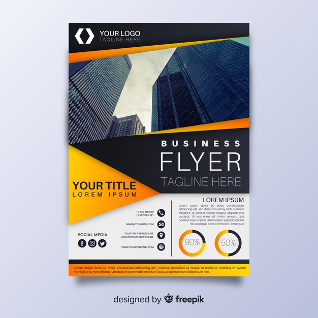 Abstract bussiness flyer with photo template