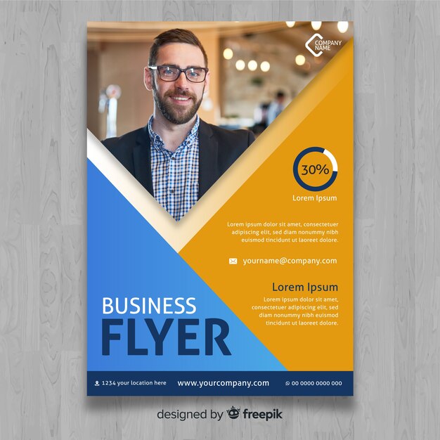 Abstract bussiness flyer with photo template