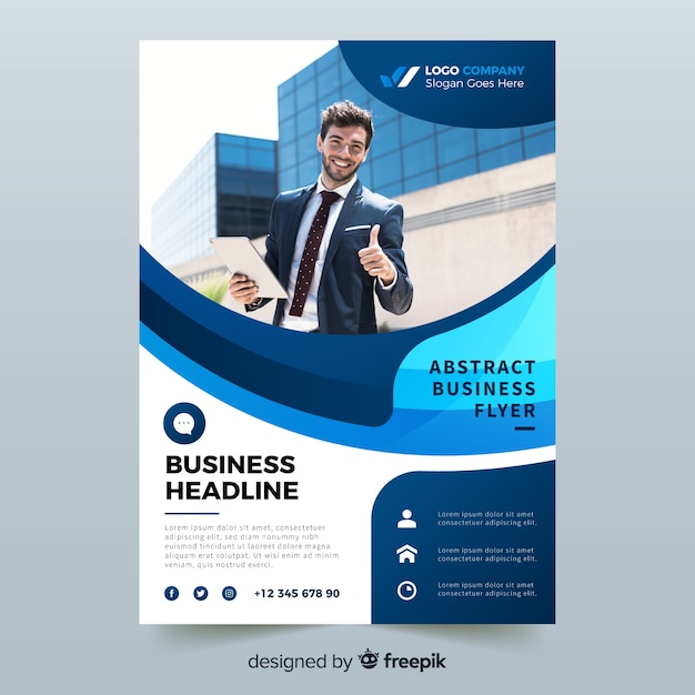 Abstract bussiness flyer with photo template