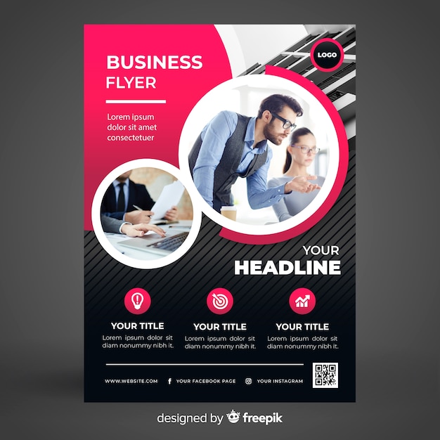 Free vector abstract bussiness flyer with photo template
