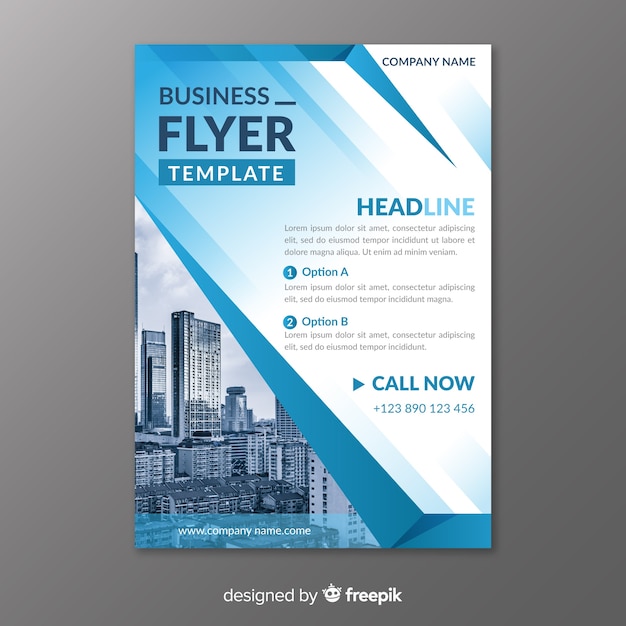 Abstract bussiness flyer with photo template