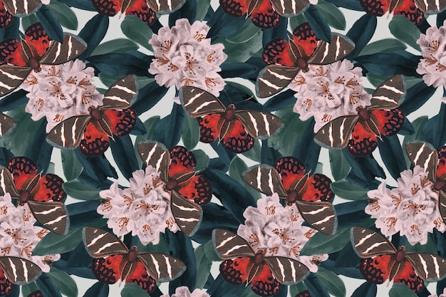 Abstract butterfly vector floral pattern, vintage remix from the naturalist's miscellany by george shaw