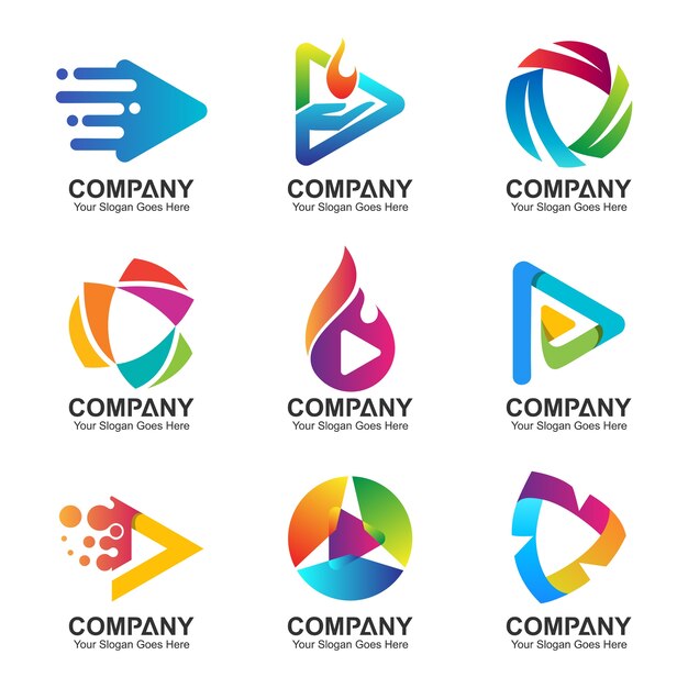 Download Free Abstract Button And Arrow Digital Technology Logo Set Premium Vector Use our free logo maker to create a logo and build your brand. Put your logo on business cards, promotional products, or your website for brand visibility.