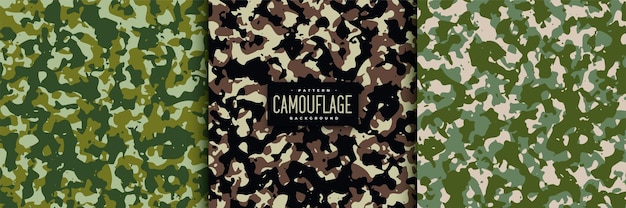 Free vector abstract camouflage seamless patterns set