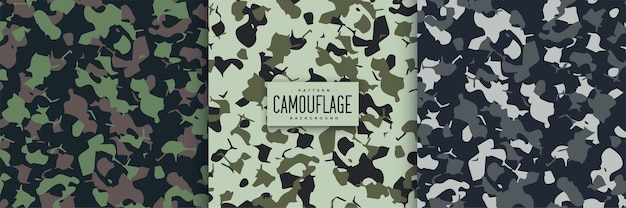 Abstract camouflage seamless patterns set