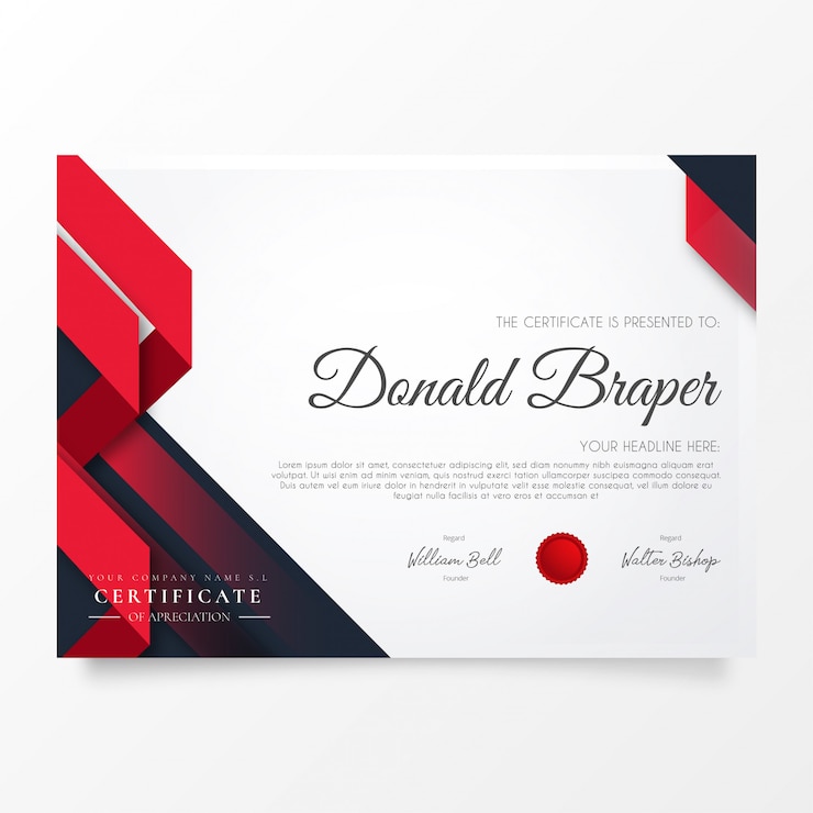 Free Vector abstract certificate of appreciation with modern shapes