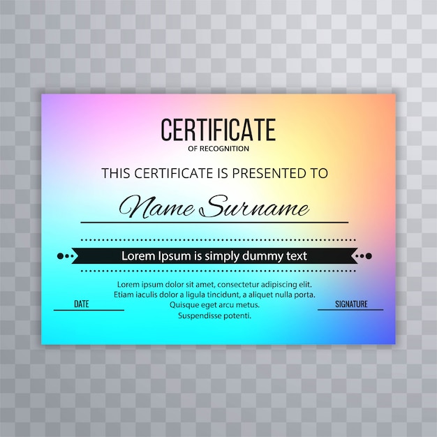 Free vector abstract certificate design colroful background