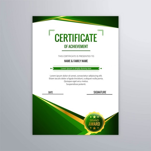 Free vector abstract certificate in green color