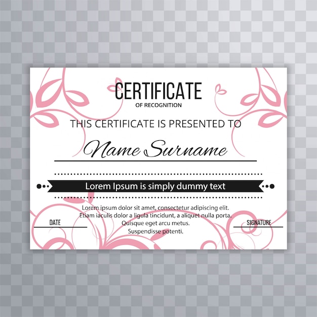 Abstract certificate template floral design