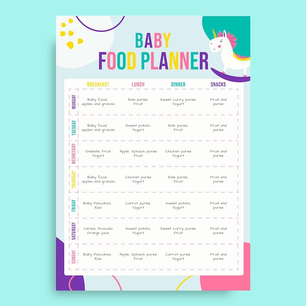 Abstract child-like baby food planner