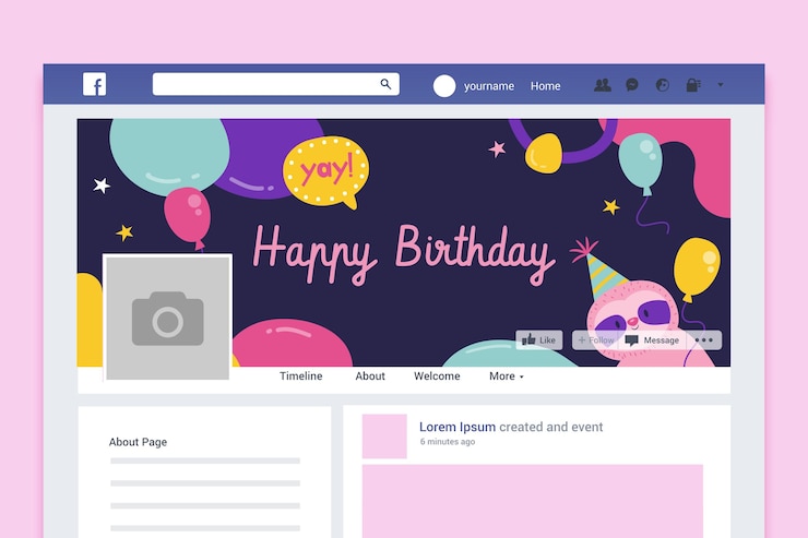 無料Vector 子供のような抽象的な誕生日のfacebookカバー