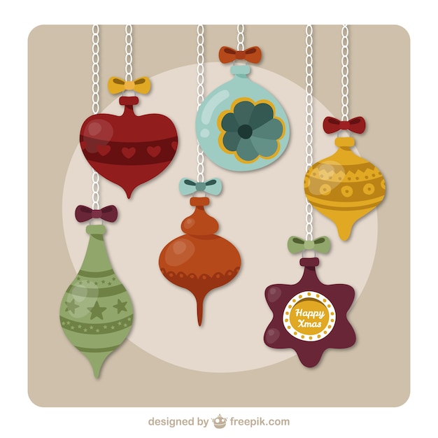 Free vector abstract christmas balls haging