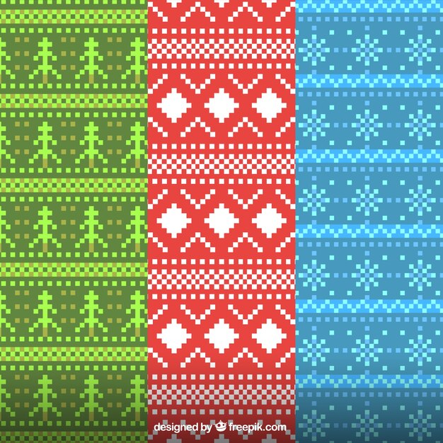 Abstract christmas elements patterns made of wool 