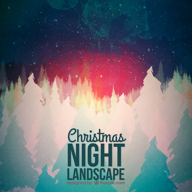 Abstract christmas night landscape background