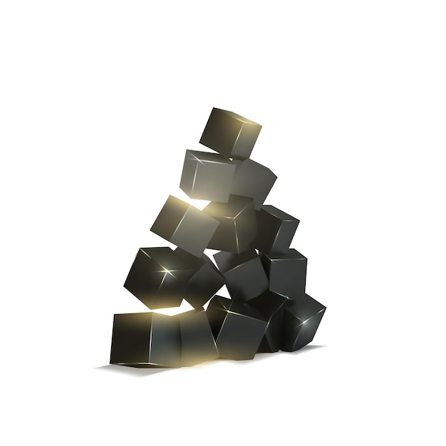 Free vector abstract christmas tree made of black cubes.