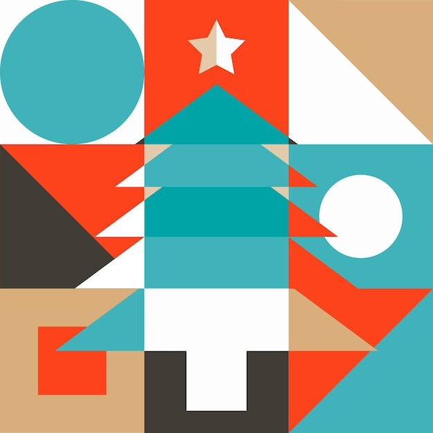 Abstract christmas tree made of shapes