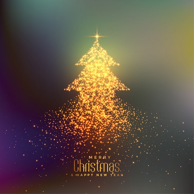Бесплатное векторное изображение Абстрактная рождественская елка с фоном частиц