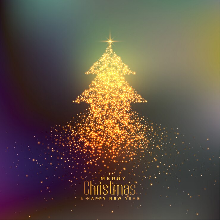 Free Vector abstract christmas tree made with particles background