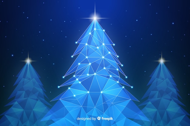 Абстрактная рождественская елка с огнями в голубых тонах