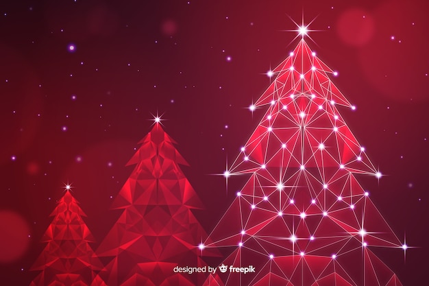 Free vector abstract christmas tree with lights in red shades