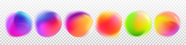 Abstract circles with color rainbow gradient blur palette of round vibrant dots texture of radial multicolor spots isolated on transparent background vector realistic illustration