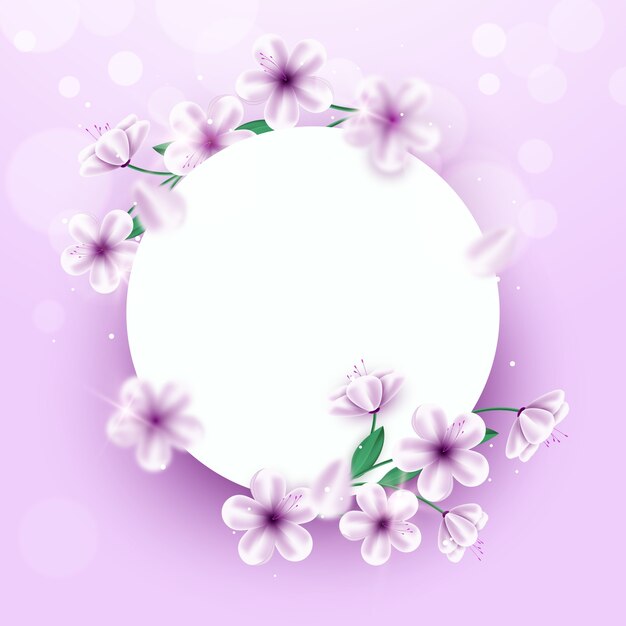 Abstract circular realistic floral spring frame