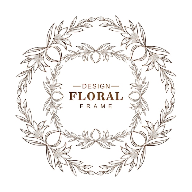 Free vector abstract circular sketch floral frame