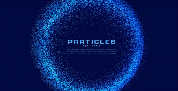 Abstract circular techno particles blue background