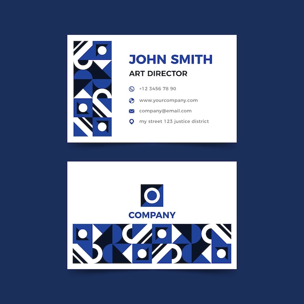 Abstract classic blue business card template