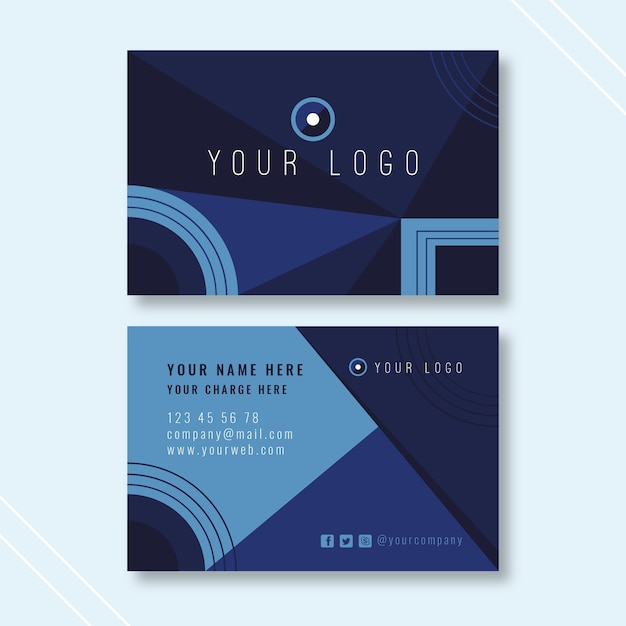 Abstract classic blue business card template