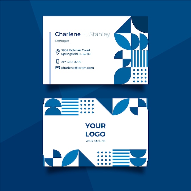 Abstract classic blue business card template