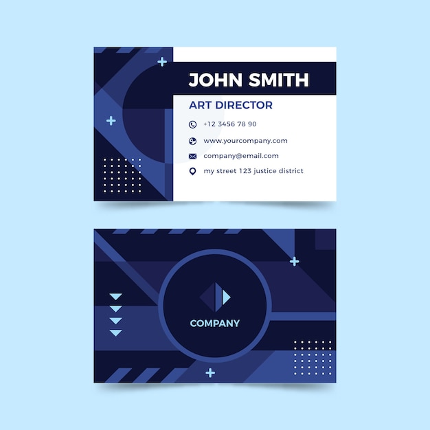 Free vector abstract classic blue business card template