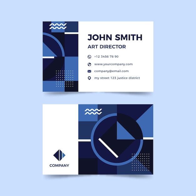 Free vector abstract classic blue business card template