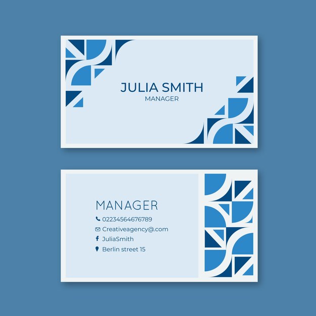 Abstract classic blue business card template