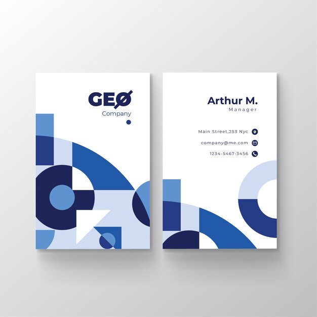 Abstract classic blue business card template