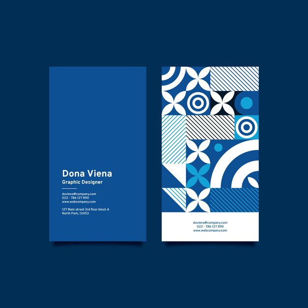 Abstract classic blue business card template