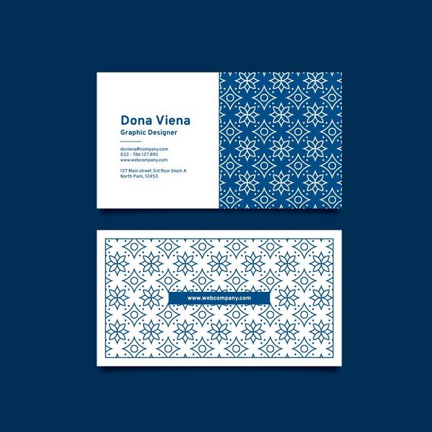 Абстрактный классический синий шаблон визитной карточки