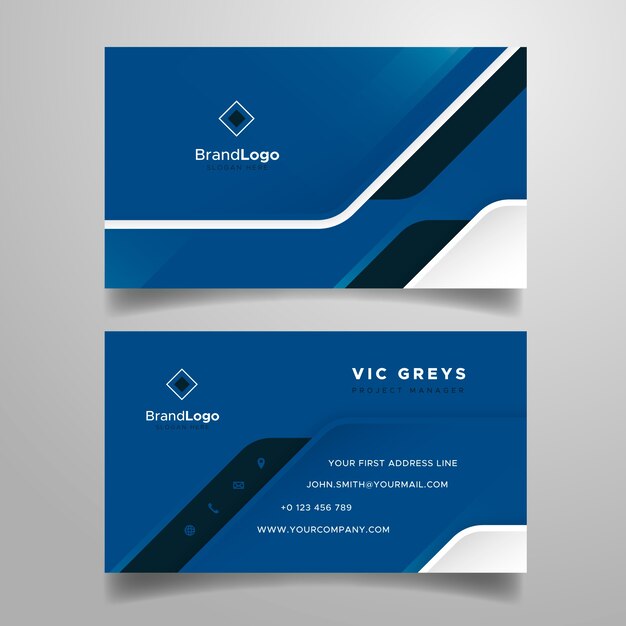 Abstract classic blue business card template