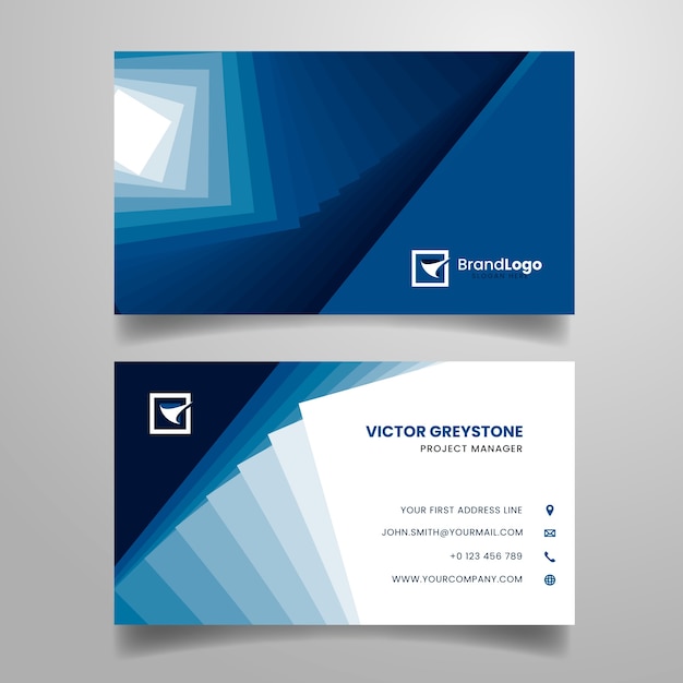 Free vector abstract classic blue business card template