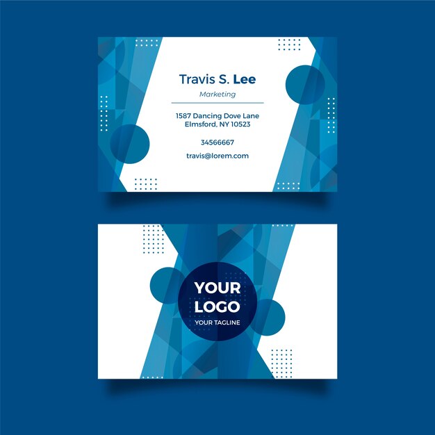 Abstract classic blue business card template